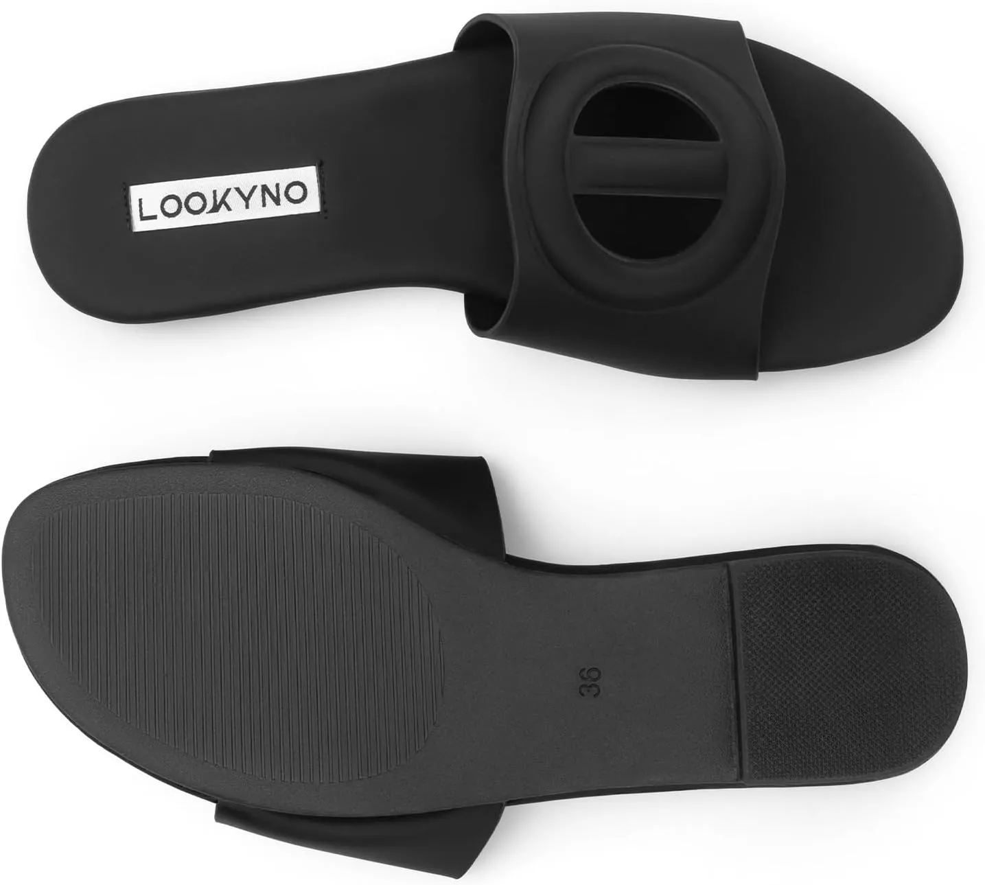 Womens Sandals Dressy Summer Flat Sandals 2025 Open Toe Slippers Slip On Slides with Semicircle Cutouts