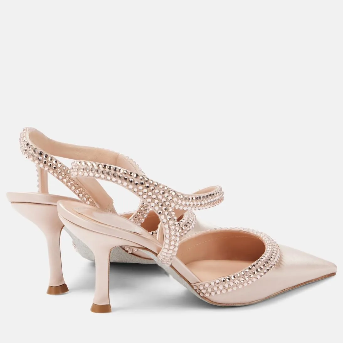 Women's Slingback High Heel Velvet Pumps Rhinestone Pointed Toe Strappy Sandals Kitten Heel Crystal Black Wedding Party Dress Shoes for Women
