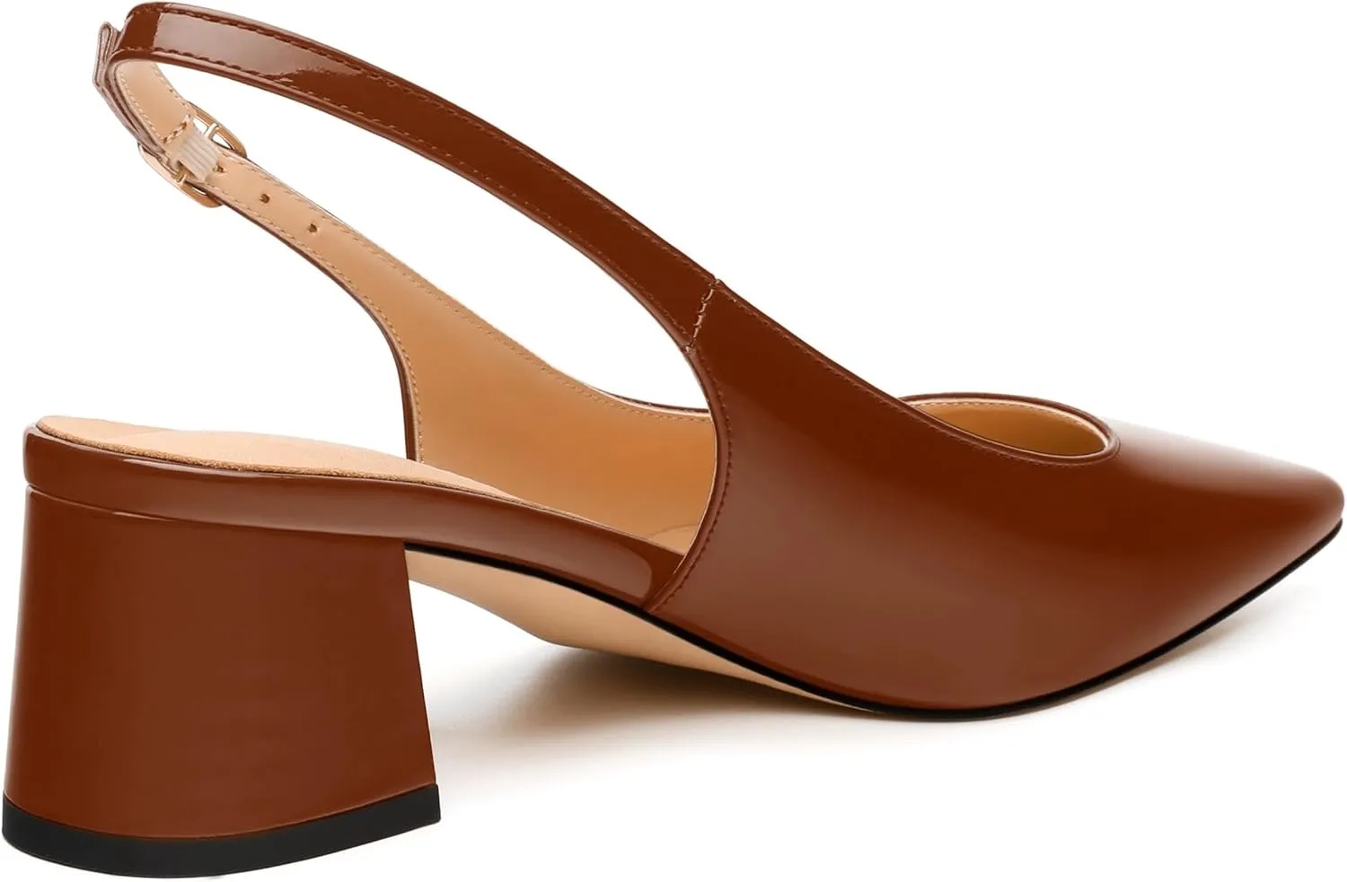 Womens Slingbacks, Pointed Toe Mid Block Heel Slingback Pumps for Women, Leather Insole Comfort Pumps 2"
