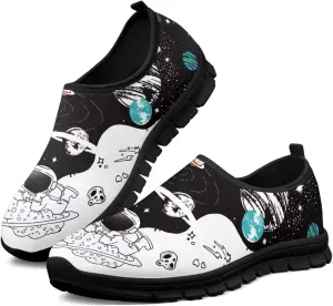 Women's Space Sneaker Casual Low Top Hiking Sneaker Flat Breathable Slip On Outdoor Soft Athletic Shoes for Womens