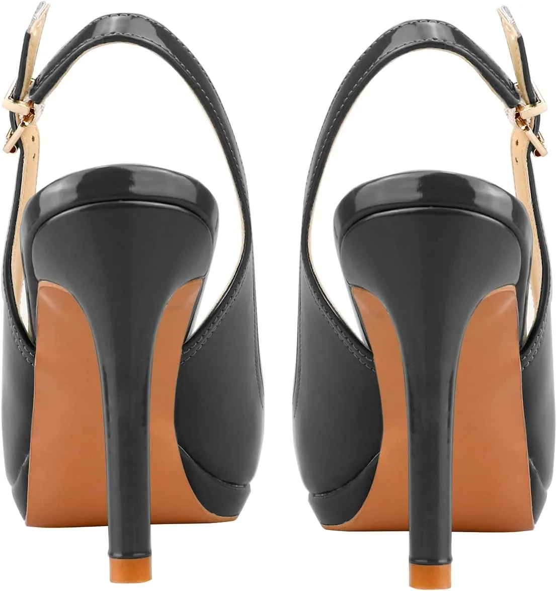 Women's Stylish Peep Toe Bowknot Adjustable Buckle Backstrap Slingback High Heel Dress Pumps Sexy Patent Leather Platform Stiletto Heel Sandals for Women Party Wedding