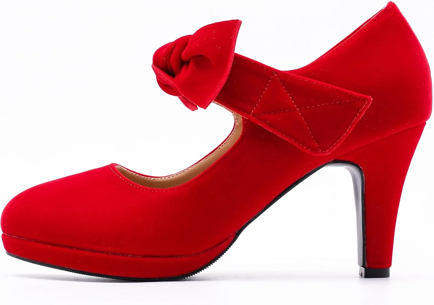 Women's Vintage Bow Heels Platform Mary Jane High Heeled Pumps Ladies Sexy Cute Dress Shoes Wedding Work Party