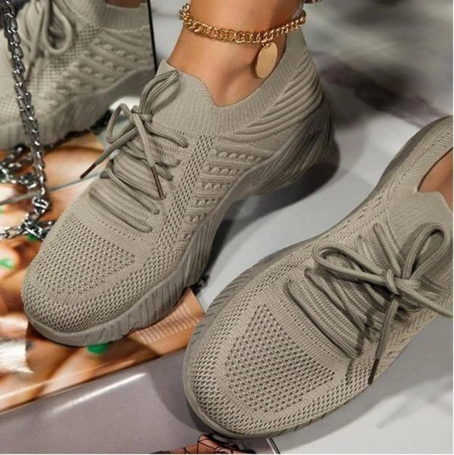 Womens Walking Shoes Tennis Running Shoes Work Gym Tennis Athletic Sports Breathable Lightweight Sneaker Comfort Mesh Soft Sole Non Slip Fashion Athletic Sneakers