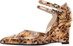 Women's Wedge Heel Pumps High Heel Pumps Stylish Pointed Toe Heels for Women Comfortable Wedge Heels Office Dressy 3.4 Inch Mary Jane Shoes