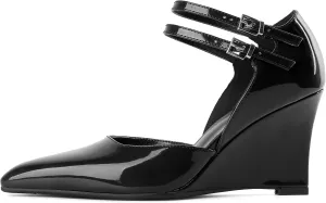Women's Wedge Heel Pumps High Heel Pumps Stylish Pointed Toe Heels for Women Comfortable Wedge Heels Office Dressy 3.4 Inch Mary Jane Shoes