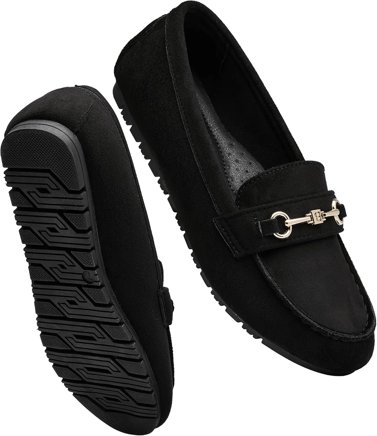 Women's Wide Loafers Casual Slip on Flat Shoes Women's Comfort Penny Loafers with Arch Support Women Dressy Moccasins
