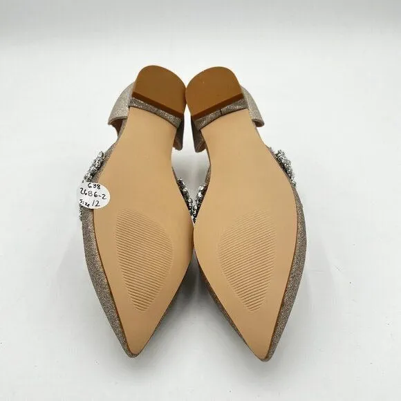 XYD Light Gold Glitter Pointed Toe D'Orsay Sparkly Ankle Strap Wedding Sandals