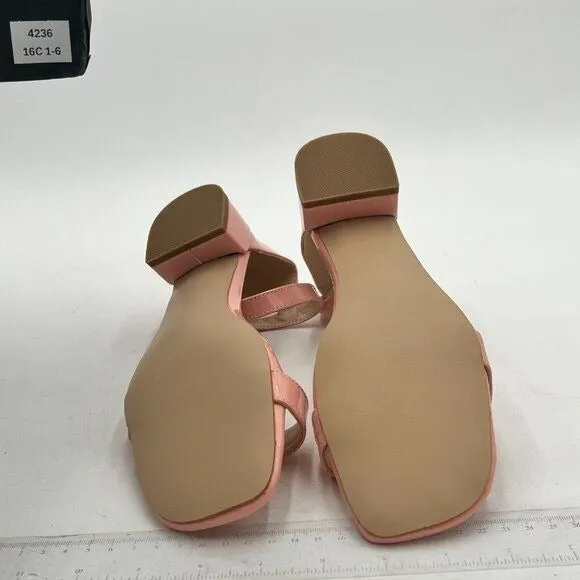 XYD Light Pink Open Toe Ankle Strap Buckled Low Chunky Heel Dress Sandals