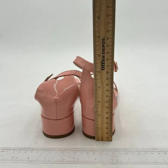 XYD Light Pink Open Toe Ankle Strap Buckled Low Chunky Heel Dress Sandals