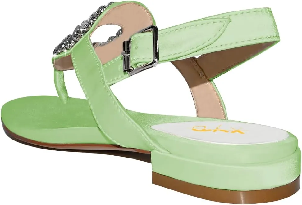 XYD Women Crystal Wedding Sandals with Rhinestone Flip-flop Beach Dressy Diamond Bridal Comfortable Walking Flats Satin Shoes