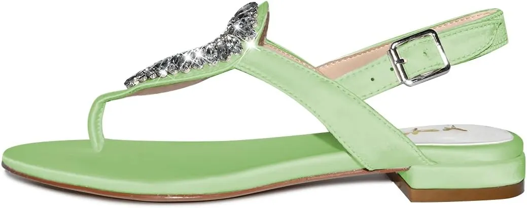 XYD Women Crystal Wedding Sandals with Rhinestone Flip-flop Beach Dressy Diamond Bridal Comfortable Walking Flats Satin Shoes