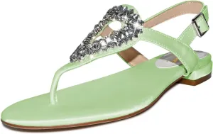 XYD Women Crystal Wedding Sandals with Rhinestone Flip-flop Beach Dressy Diamond Bridal Comfortable Walking Flats Satin Shoes