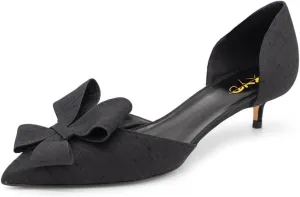 XYD Women D'Orsay Kitten Heel Bridal Bowknot Pumps Elegant Pointed Closed Toe Wedding Prom Shoes