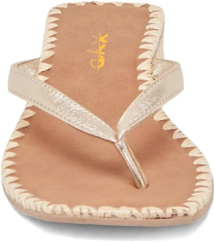 XYD Women Square Open Toe Woven Flip Flops Summer Chunky Low Heel Thong Sandals Beach Wedding Shoes