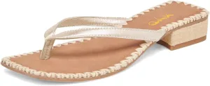 XYD Women Square Open Toe Woven Flip Flops Summer Chunky Low Heel Thong Sandals Beach Wedding Shoes