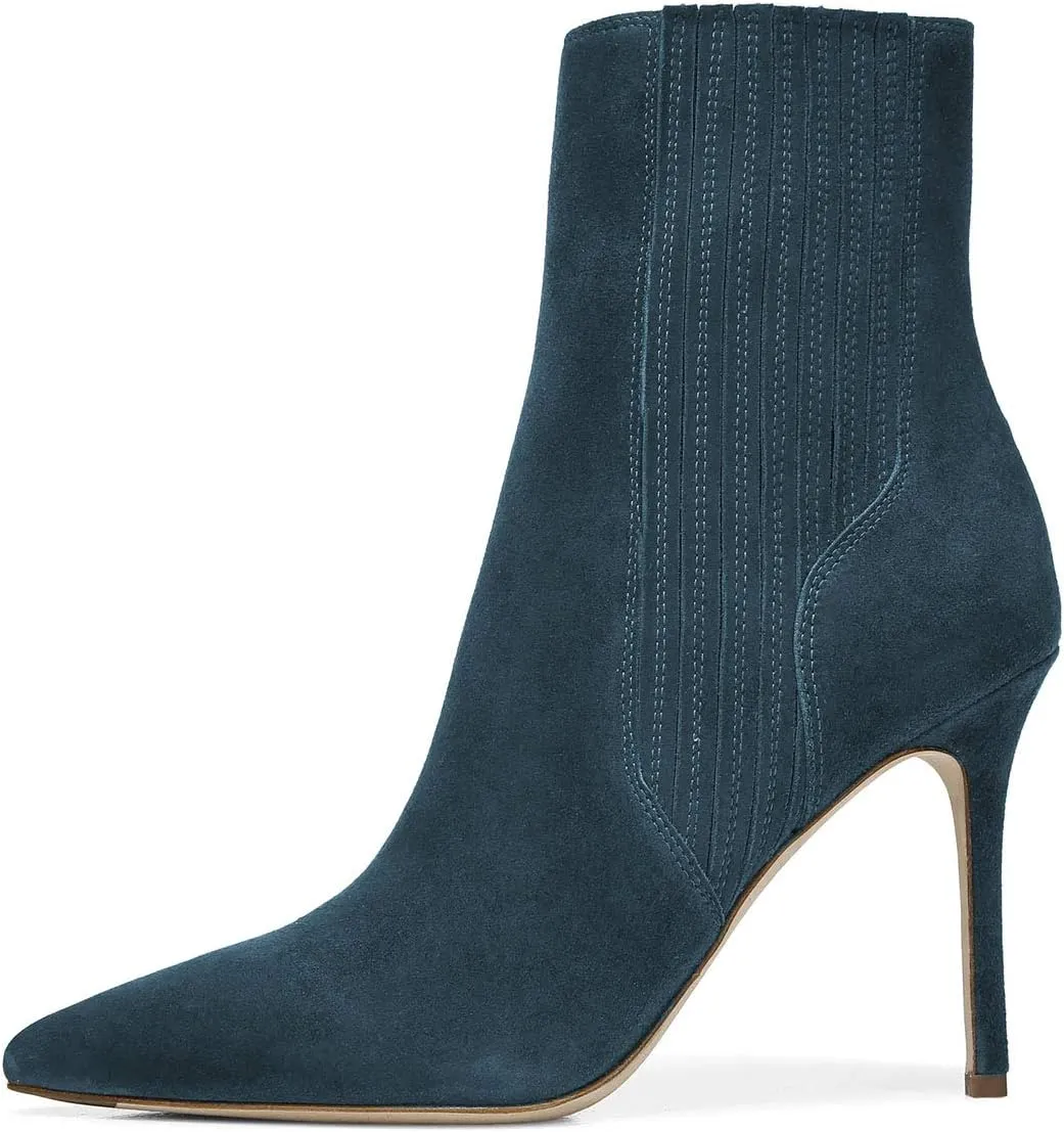 XYD Women Stylish Stretchy Ankle Boots Pointy Closed Toe Pull On Stilettos High Heel Elastic Short Booties Fashion Fall Winter Dress Shoes
