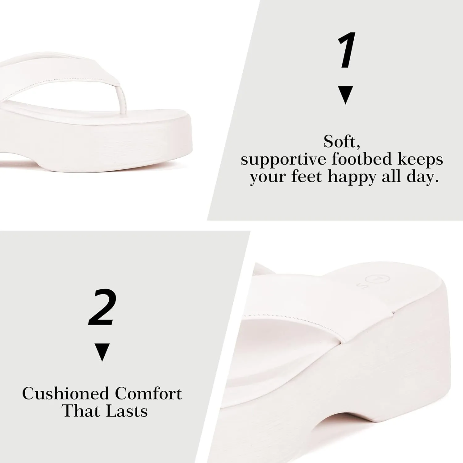 Yavero Women's Platform Flip Flop Sandals Comfortable Wedge Thong Sandals with Square Toe, Casual Summer Sandals