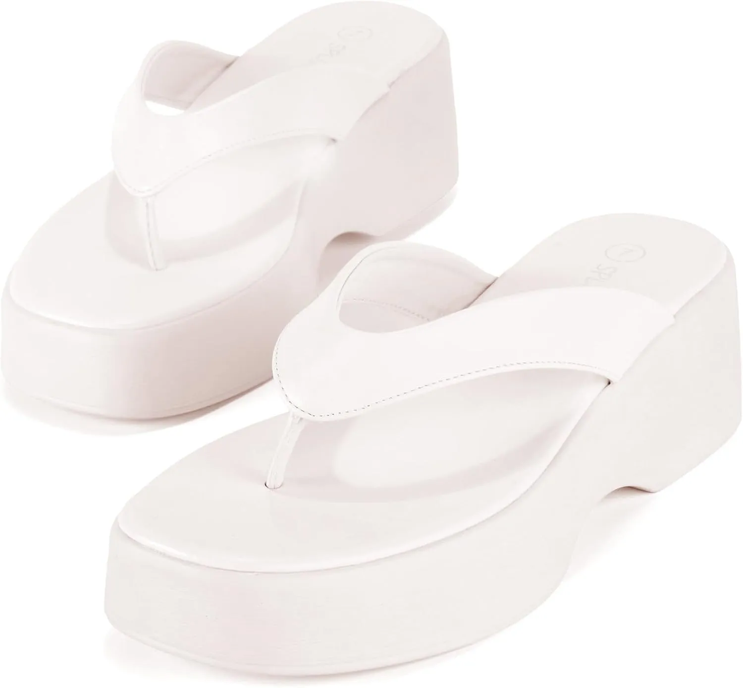 Yavero Women's Platform Flip Flop Sandals Comfortable Wedge Thong Sandals with Square Toe, Casual Summer Sandals