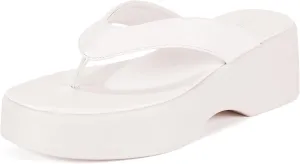 Yavero Women's Platform Flip Flop Sandals Comfortable Wedge Thong Sandals with Square Toe, Casual Summer Sandals