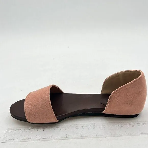 YDN Light Pink Western Peep Toe D'Orsay Casual Flats Slip on Comfy Walking Shoe