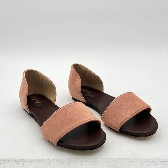 YDN Light Pink Western Peep Toe D'Orsay Casual Flats Slip on Comfy Walking Shoe
