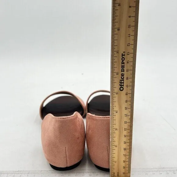 YDN Light Pink Western Peep Toe D'Orsay Casual Flats Slip on Comfy Walking Shoe