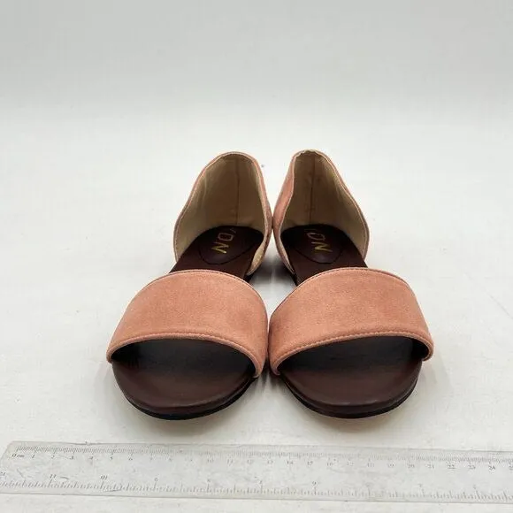 YDN Light Pink Western Peep Toe D'Orsay Casual Flats Slip on Comfy Walking Shoe