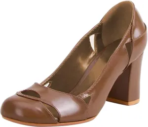 YDN Women Stylish Cutout Block Chunky High Heel Slip On Pumps Classic Round Toe Formal Casual Dress Shoes
