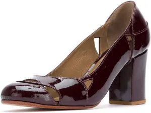 YDN Women Stylish Cutout Block Chunky High Heel Slip On Pumps Classic Round Toe Formal Casual Dress Shoes
