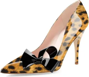 YDN Women Stylish Slip on Pumps Pointed Toe Stiletto High Heels Dress Sandals with Bows Prom Wedding Party Shoes Size 4-15 US