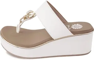 Yellow Box Women's Darcy Wedge Sandal, Round Toe, Medium-High 2.75 Inch Heel, 1.25 Inch Platform Comfortable Flip-Flop