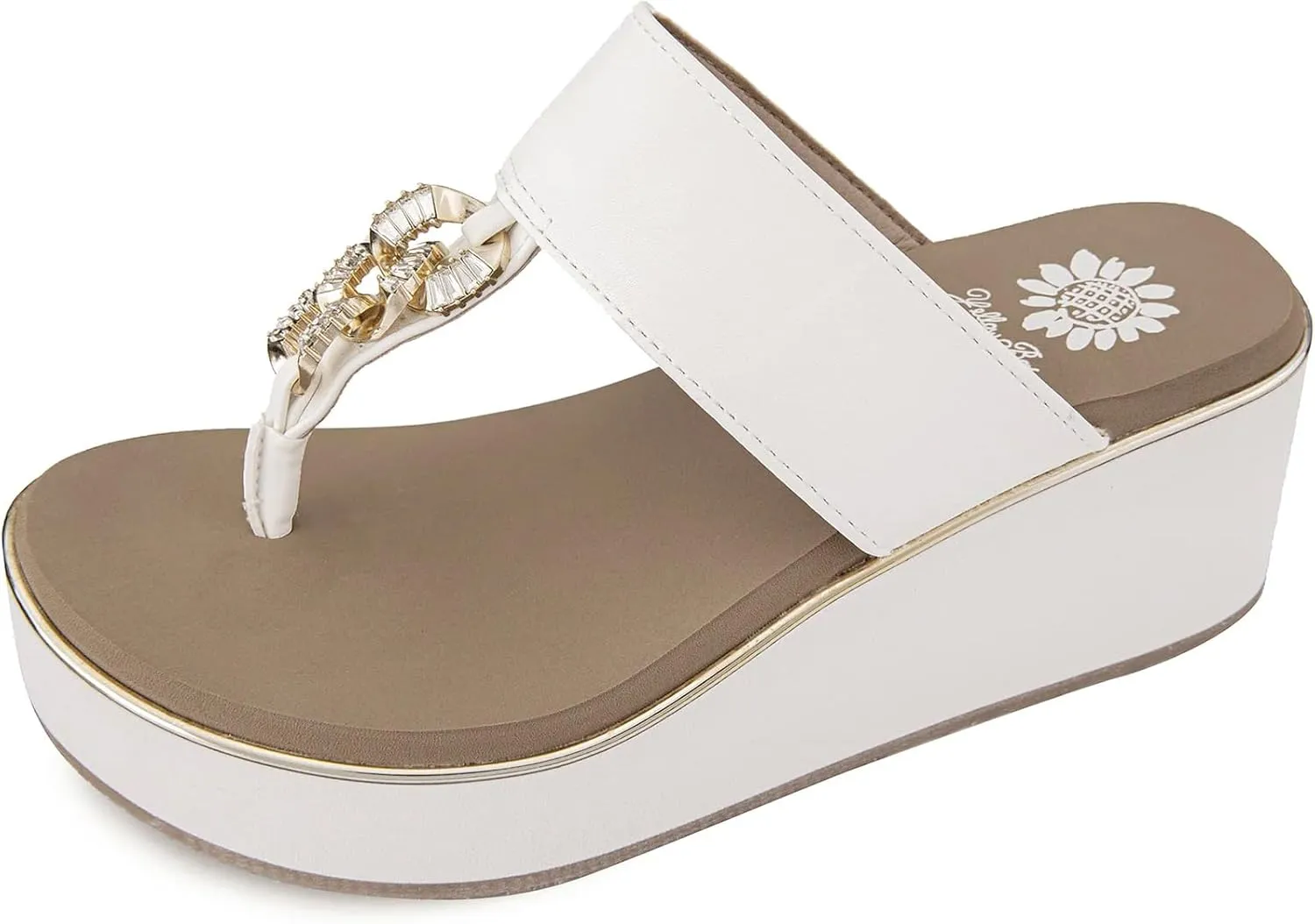 Yellow Box Women's Darcy Wedge Sandal, Round Toe, Medium-High 2.75 Inch Heel, 1.25 Inch Platform Comfortable Flip-Flop
