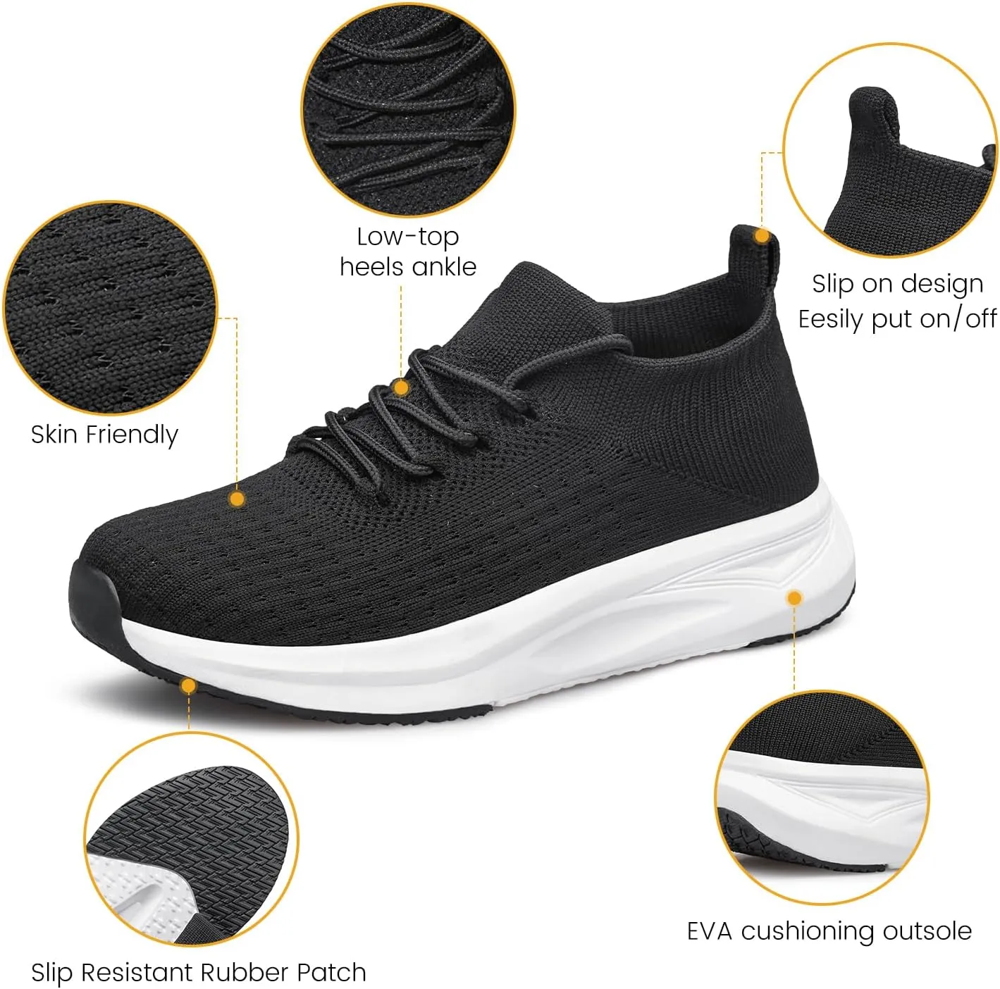 YHOON Womens Slip on Walking Shoes Comfort Sock Shoes Non Slip Mesh Casual Running Sneakers