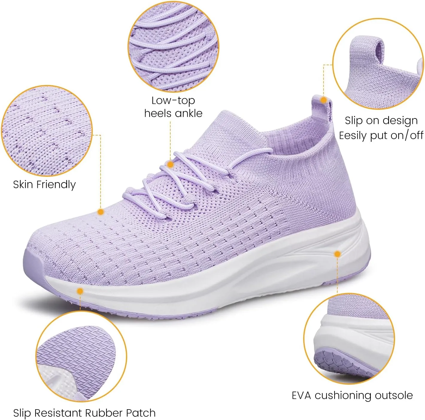YHOON Womens Slip on Walking Shoes Comfort Sock Shoes Non Slip Mesh Casual Running Sneakers