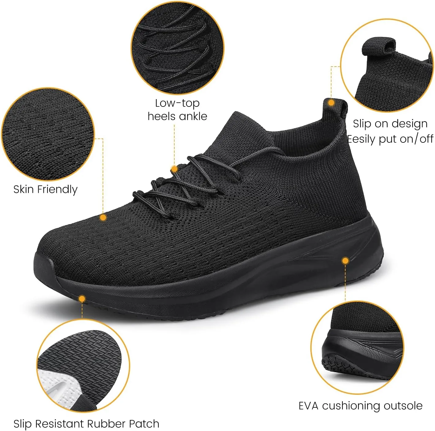 YHOON Womens Slip on Walking Shoes Comfort Sock Shoes Non Slip Mesh Casual Running Sneakers