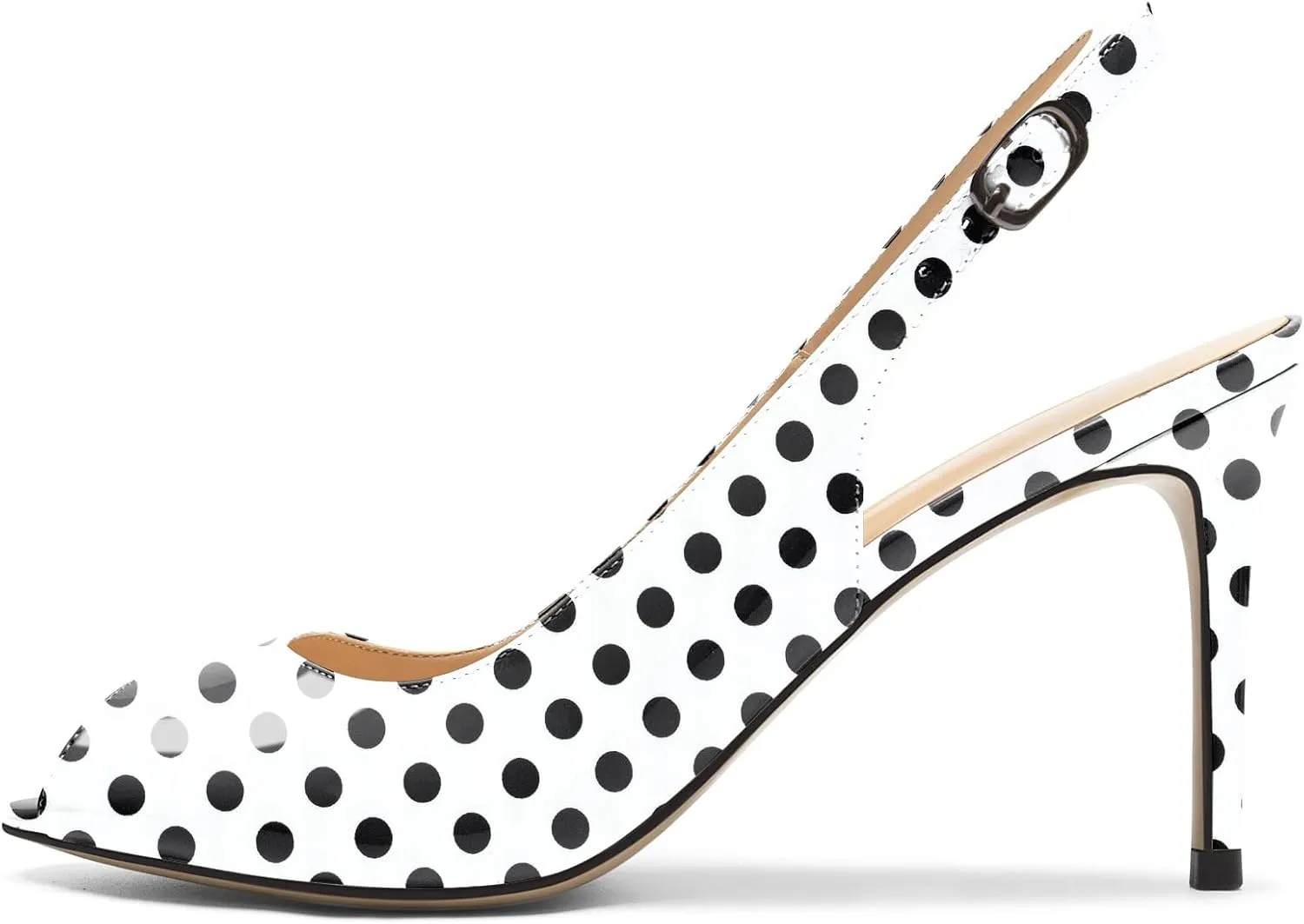 YODEKS Women's Slingback Peep Toe High Heel Pumps Stiletto Heel Shoes For Party Wedding Evening Night 3.5 Inch