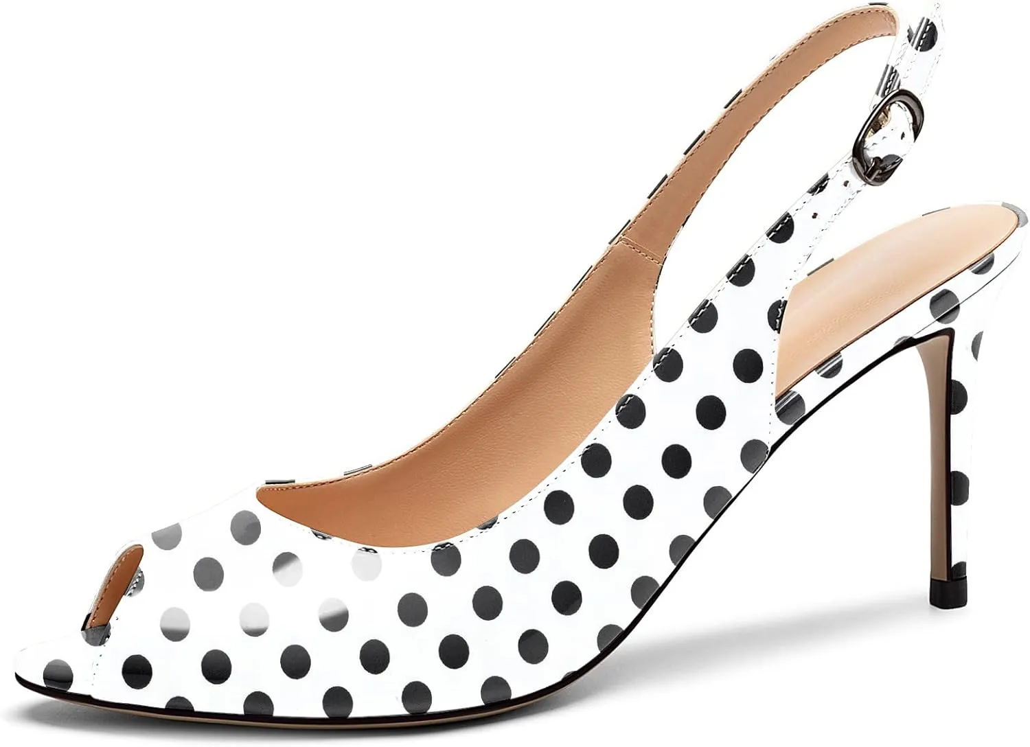 YODEKS Women's Slingback Peep Toe High Heel Pumps Stiletto Heel Shoes For Party Wedding Evening Night 3.5 Inch