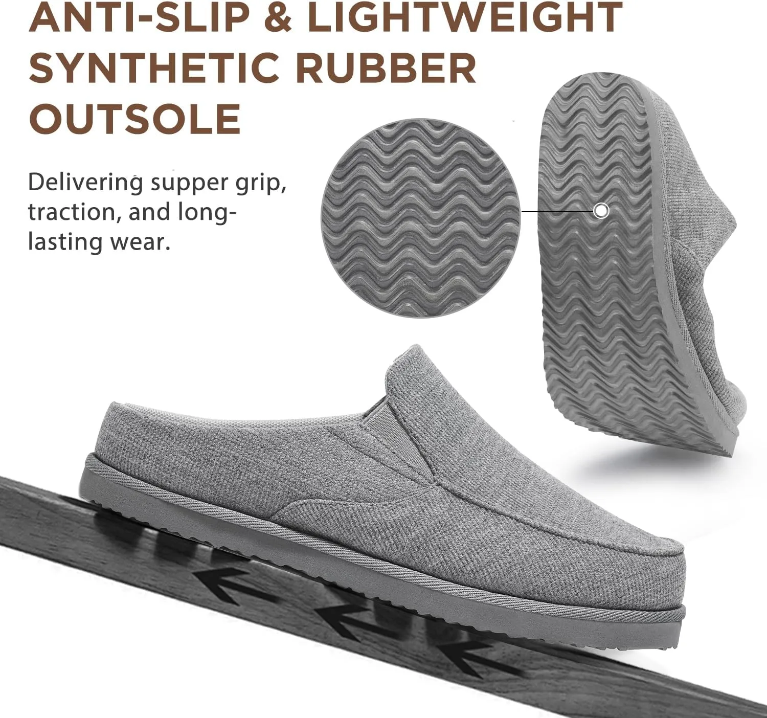 Yolis Men's Slippers with Arch Support Moccasin Clog House Shoes Breathable Waffle Knit Lightweight Non Slip Indoor Outdoor Home Shoes Size 8-14