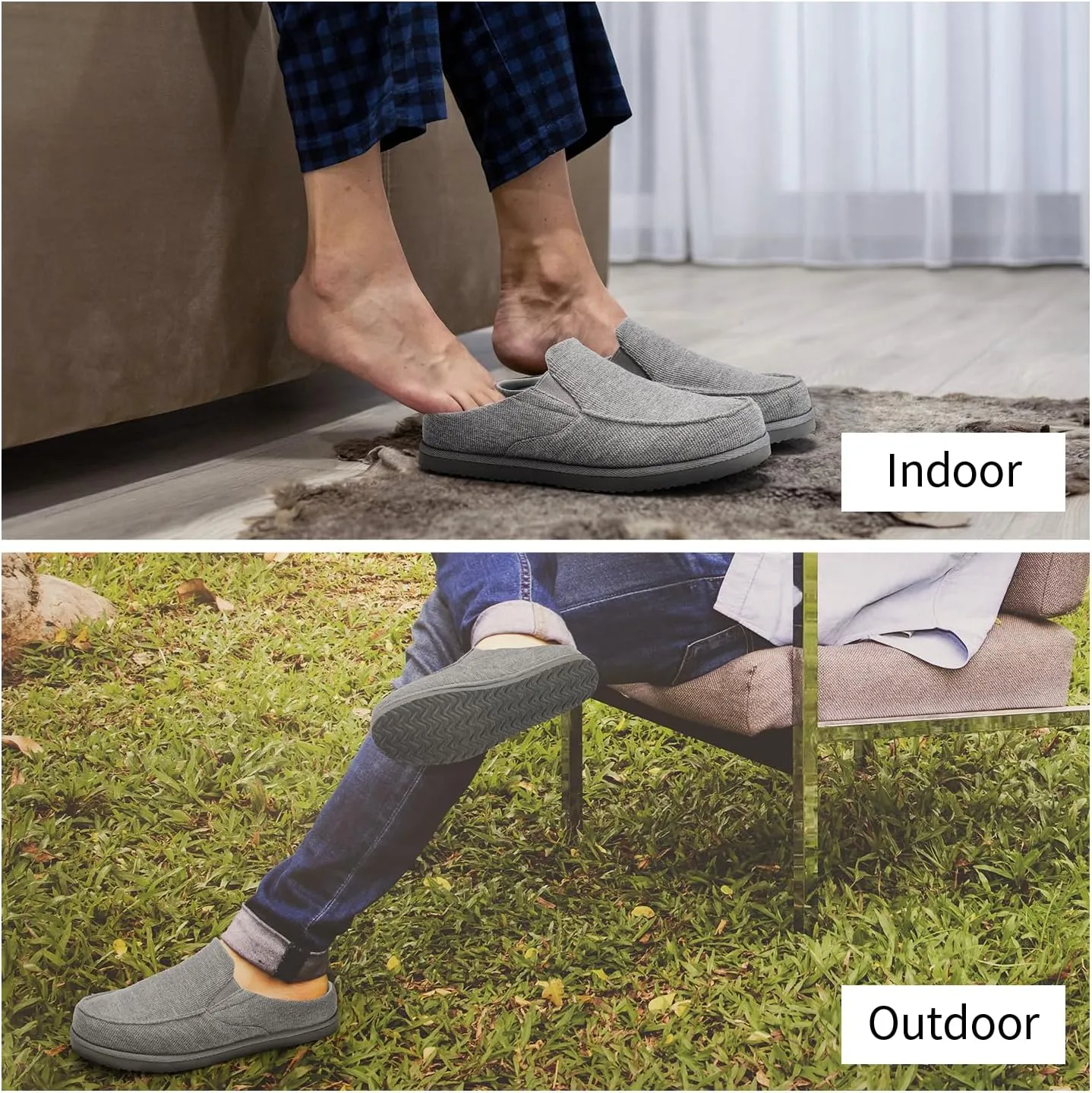 Yolis Men's Slippers with Arch Support Moccasin Clog House Shoes Breathable Waffle Knit Lightweight Non Slip Indoor Outdoor Home Shoes Size 8-14