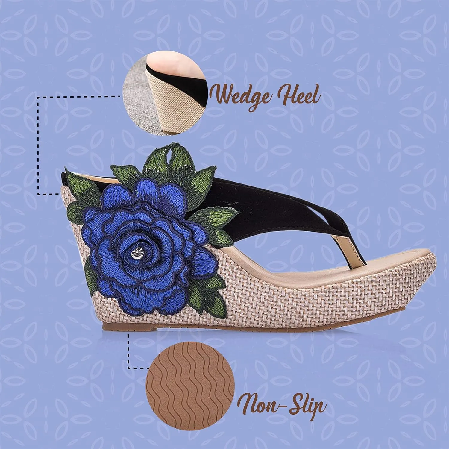 Yremael Women’s Wedges Platform Bohemia Sandals Flip Flops flowers Sandals Open Toe Slip On Platform Heels Non Slip Summer Beach Sandals for women