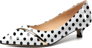 Zamikoo Women Pumps Kitten Heel Pointed Toe 1.5 Inches Stylish Instep Gold Strap Leather Patent Elegant Dress Shoes US Size 5- Size 13