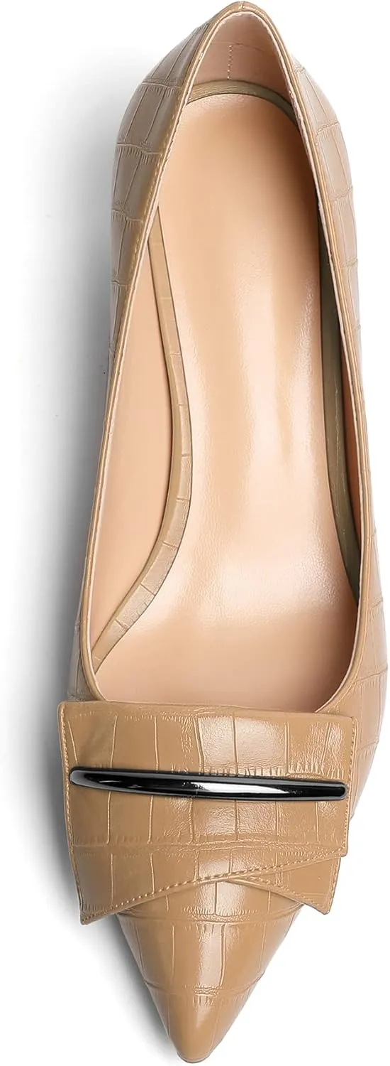 Zamikoo Women's Block Heel Pumps Low Heel Slip On Pointy Toe Wedding Dress Shoes US Size 5-13