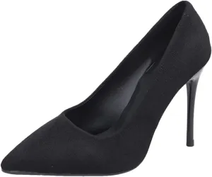 ZSpzx Women's Classic Black Heels Closed Pointed Toe Backless Slip On High Heel Sandal Ladies Comfortable Orthopedic Cushion Footbed Dressy Elegant Shoe for Evening Cocktail Wedding Bridal